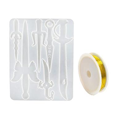 Imagem de Gergxi Moldes de silicone, molde de resina epóxi adaga pingente de joias molde de silicone faça você mesmo artesanato chaveiro molde, transparente