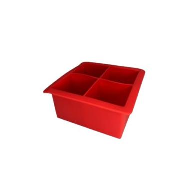 Imagem de Forma de Gelo em Silicone, 4 Compartimentos, Vermelho, Tamanho Grande