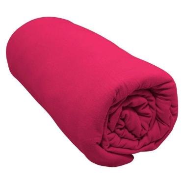 Imagem de Lençol Com Elástico Casal Portallar Malha 100% Algodão Liso Linha Casa Vermelho Fita