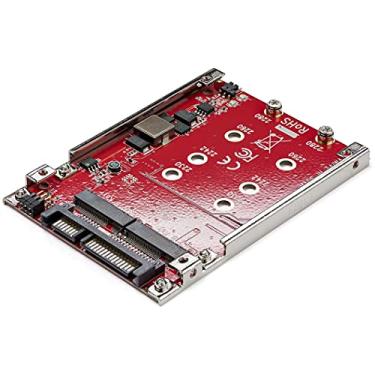 Imagem de StarTech.com Adaptador M.2 para SATA - Slot duplo - para compartimento de unidade de 2,5" - RAID - SSD M.2 - Adaptador M.2 - Adaptador M.2 SSD (S322M225R), vermelho