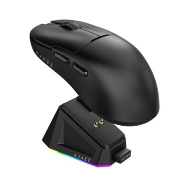Imagem de AJAZZ AJ159P Mouse para jogos sem fio com base de carregamento RGB, sensor PAW3395 26K DPI, mouse ergonômico leve de 56G, 5 botões programáveis, interruptor de 80 milhões de ASIN