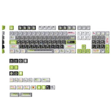 Imagem de ZH CAPXXX Conjunto de teclas translúcidas PBT + PC plano de remodelação, 130 teclas, gradiente em forma de L translúcido PBT 5 lados tingido sublimado, para teclado mecânico DIY, perfil OEM - verde
