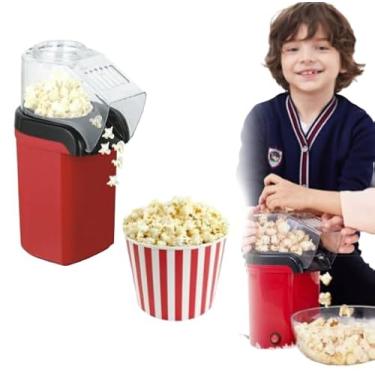 Imagem de Pipoqueira Elétrica Compacta para Casa, Vermelha, com Tampa Removível