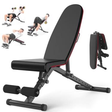 Imagem de Towallmark Banco de peso ajustável, capacidade de 408 kg, 8 encostos e 3 posições de assento, banco ajustável para treino de corpo inteiro, dobrável com economia de espaço, para treino interno,