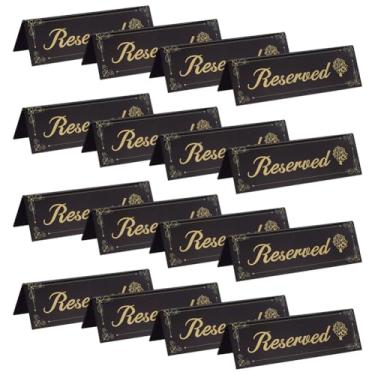 Imagem de OLYCRAFT 10 placas de mesa reservadas 14 x 4 cm preto acrílico reservado placa de reserva placa de mesa dupla face com palavras douradas para casamento, restaurante, escritório, reunião, cadeira