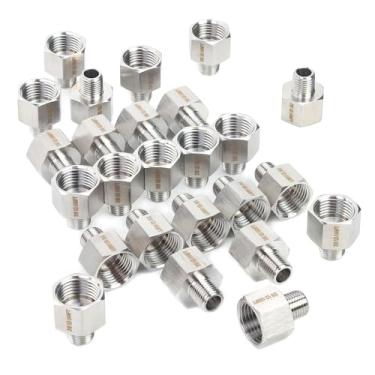 Imagem de LTWFITTING Barra de produção de aço inoxidável 316 tubo encaixe 1/2" fêmea x 1/4" macho adaptador NPT água de combustível de ar (pacote com 25)