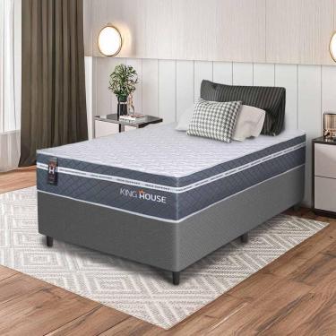 Imagem de Conjunto Box Cinza Cairo Cinza Molas Ensacadas Solteiro 96x203x64 - King House