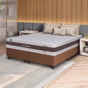 Imagem de Conjunto Box Marrom Mali Bege Molas Ensacadas King 193x203x70 - King House