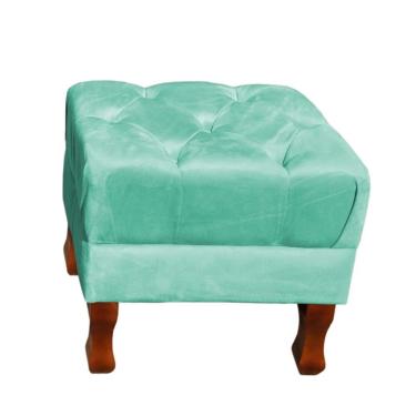 Imagem de Puff Decorativo Retrô Luis Xv Quadrado Em Capitonê Suede