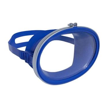 Imagem de kowaku Óculos de mergulho, máscara de snorkel antiembaçante de silicone e vidro, portátil, ângulo amplo, à prova de vazamentos, equipamento de mergulho com, Estrutura de aço Azul
