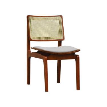 Imagem de Cadeira Gus Madeira Maciça Encosto Telinha Assento Anatômico - Amêndoa