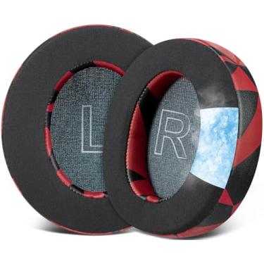 Imagem de SOULWIT Almofadas De Substituição Para Fones Ouvido Anker Soundcore Life Q30/Q35 Com Gel Refrescante, Auriculares Tecido Seda Gelada, Espuma Isolamento Ruído Alta Densidade - Red Storm