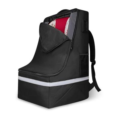 Imagem de LARIPOP Bolsa De Viagem Para Assento Carro Avião, Infantil Com Alça Ombro, Assentos Acolchoados, Mochila Listras Refletivas, Capa Grande Carro, Preta