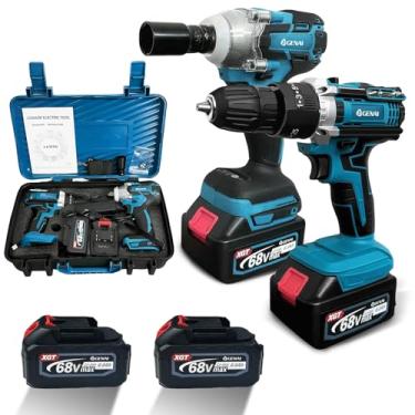 Imagem de Parafusadeira de Impacto, Chave de Impacto a Bateria 68V, 110V/220V, Kit Parafusadeira Furadeira 2 Velocidades Variáveis, Ferramentas Elétricas e Manuais, GN-446