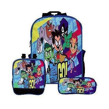 Imagem de Mochila Masculina Jovens Titãs De Costa Lancheira E Estojo - Napolesto