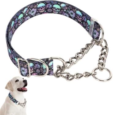 Imagem de Corrente de aço inoxidável coleira martingale para cães, coleira gargantilha antiderrapante para treinamento, à prova de fuga, resistente para cães pequenos, médios, grandes, meninos, machos, animais
