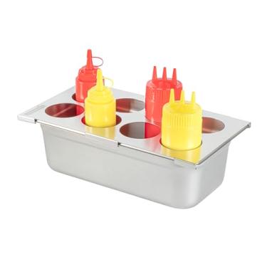 Imagem de Restaurantware Pacote com 1 suporte de aço inoxidável com 8 furos, 6,3 cm de diâmetro, serve para panelas de alimentos de tamanho 1/3, compatível com lava-louças
