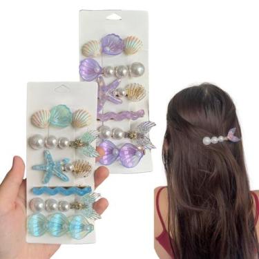 Imagem de Kit 12 Acessórios Cabelo Presilha Grampo Modelo Concha Mar Luxo - Kit 
