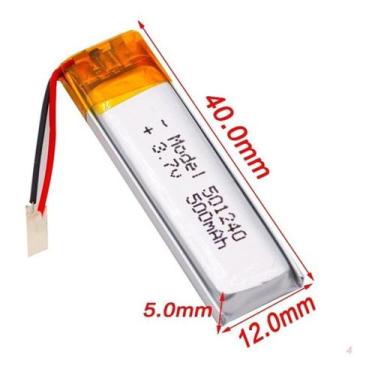 Imagem de Bateria 3.7v 500 Mah 5mm X12mm X40mm 2 Fios 501240 - bgb