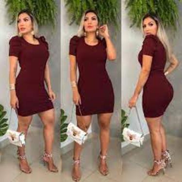 Imagem de Vestido curto manga princesa bufante canelado moda - filo modas, Verde