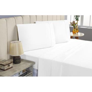 Imagem de Jogo de Lençol QUEEN 4 Peças Percal 400 fios Lençol de Cima Ponto Pali