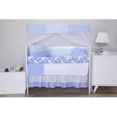 Imagem de Kit Berço Trança Completo Menino Menina 11 Peças Rosa Azul - F.V Enxov