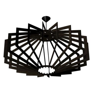 Imagem de Luminária Teto Tipo Pendente Trapezio Mdf Completa - Preta