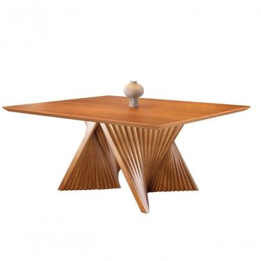 Imagem de Mesa De Jantar Quadrada Madeira Maciça Com Base Torcida 1,60x1,60m - Topázio - Harmonia Salas