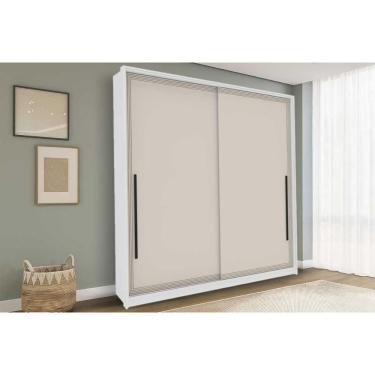 Imagem de Guarda Roupa Casal 2 Portas de Correr e 2 Gavetas Valência Branco/Creme - Politorno