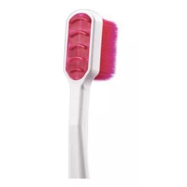 Imagem de Escova Dental Adulto Macia Bioflex C/Limpador de Lingua(Branco-Pink)