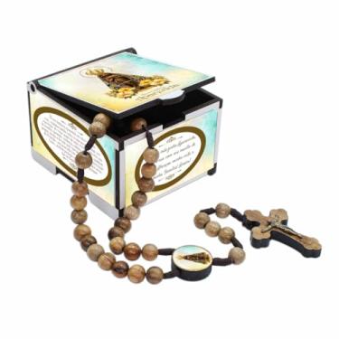 Imagem de Conjunto Religioso Kit Terço e Caixa Luxo ✝️ Presente Devocional para Batismo, Crisma, Comunhão, Datas Especiais Momentos de Fé e Oração – Feito no Brasil  (Devoção - Nossa Senhora Aparecida)