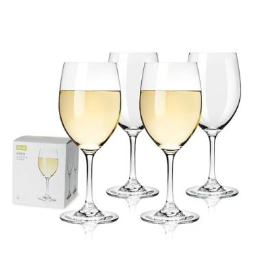 Imagem de True Taças de vidro de cristal sem chumbo para vinho tinto e branco, pode ser lavado na lava-louças, conjunto com 4, 400 ml, transparente