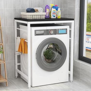 Imagem de Prateleira De Lavanderia Sobre Lavadora E Secadora, Rack De Empilhamento Para Lavadora E Secadora, Sobre Prateleira De Armazenamento De Secadora, Para Lavanderia, Toalete, White frame + blackboard