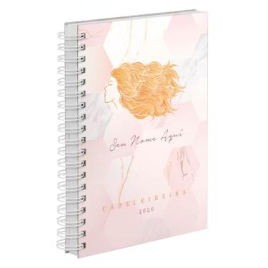 Imagem de Agenda Comercial 2026 Personalizada Capa Dura Cabeleireira Mármore