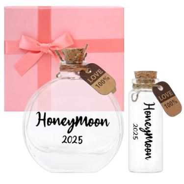 Imagem de muchly 2 frascos de lembrança de areia para lua de mel 2025, noivado, casamento, presente de chá de panela, presentes românticos de lua de mel para casais recém-casados (equipado com uma caixa de