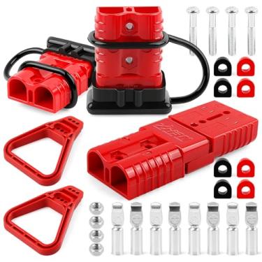 Imagem de Zhushan 4 peças 1/0 AWG 175A bateria rápida conecta/desconexão plugues (vermelho), conectores resistentes 12–36V para carro, trailer, guincho, energia solar, reboque