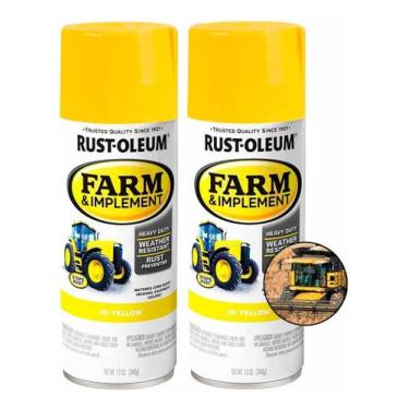 Imagem de Kit 2 Spray Tinta Veículo Agrícola Rust Oleum 340g Antiferrugem Amarel