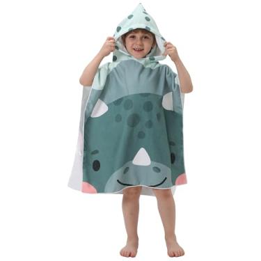 Imagem de Athaelay Poncho de toalha de praia infantil macio e absorvente, fofo, elegante, estampa de hipopótamo, presente para crianças pequenas
