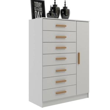 Imagem de Cômoda New Mônaco Infantil 1 Porta E 7 Gavetas Branco