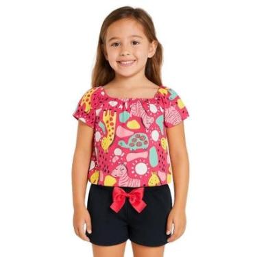 Imagem de Conjunto Infantil Menina Blusa e Shorts Algodão Kyly-Feminino
