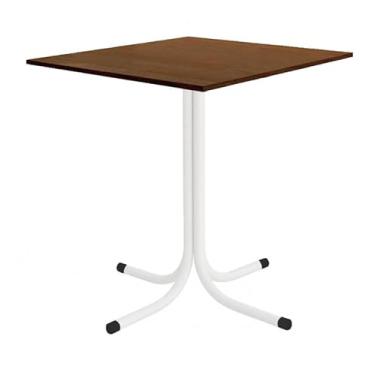Imagem de Mesa de Jantar Quadrada 70cm Branca Tampo Madeira Imbuia