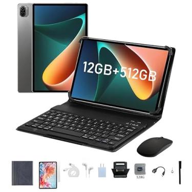 Imagem de Tablet Android 14 10.1" 3 em 1 com Teclado e Mouse, 12GB RAM 512GB, Octa-Core, Câmera 32MP+16MP, Bateria 8800mAh, Dual SIM, Tablet Pad 10 Pro (Azul)