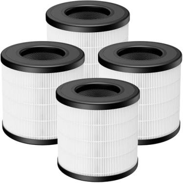 Imagem de Pacote com 4 filtros de substituição PU-P05/AC201B True HEPA compatível com purificadores de ar FULMINARE PU-P05 e purificadores de ar Purivortex AC201B, filtro de ar HEPA verdadeiro H13 para animais