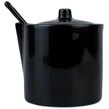 Imagem de Açucareiro em Porcelana com Colher, Preto, 300ml, Design Manhattan