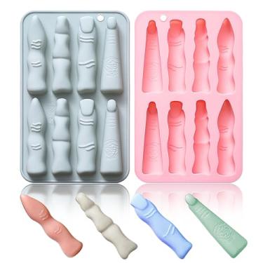 Imagem de 2 peças de moldes de silicone de dedo falso de Halloween, moldes de chocolate de dedo de Halloween, ferramenta de cozimento faça você mesmo para decoração de bolos, enfeite de cupcake, fondant, pasta