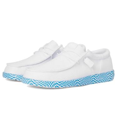 Imagem de Hey Dude Tênis masculino Wally Funk Warped Geo Slip-On, Branco/azul brilhante, 40