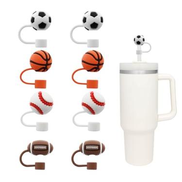 Imagem de Capa de palha da série esportiva de 10 mm para Stanley Cup, topo de palha de silicone para Stanley Cup 30 e 1,134 g com copos, acessórios de copo reutilizáveis, presente de decoração bonito para