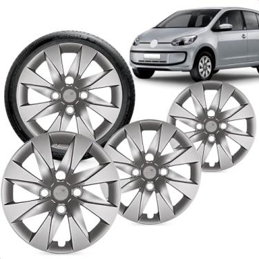 Imagem de Kit 4 Calotas Up 2015 Aro 13 Prata Cubo Baixo Grid