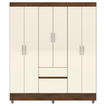 Imagem de Guarda Roupa Casal 6 Portas 2 Gavetas 153 Cm 10091 Vlr Imbuia Champanhe