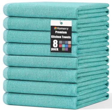 Imagem de Homaxy Toalhas de cozinha premium (45,7 cm x 71,1 cm, pacote com 8), toalhas de mão de cozinha grandes de algodão, toalhas de prato planas e felpudas, conjunto de toalhas de chá altamente absorvente